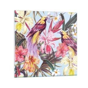 Üveg kép - Szirmok és tollak - 70x70 cm