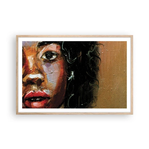 Poszter világos tölgy keretben - Fekete és fény - 91x61 cm