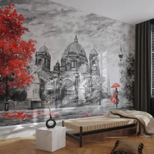 Fotótapéta Premium Sand - Berlini találkozó - Város, Festmény, Építészet - 100x70 cm