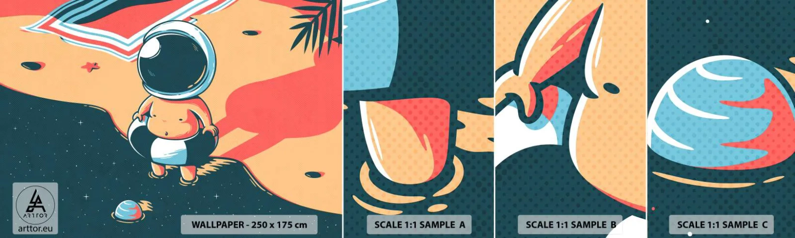 Fotótapéta Minta Standard Eco - Más perspektívából - Absztrakció, Strand, Űrhajós - 100x30 cm