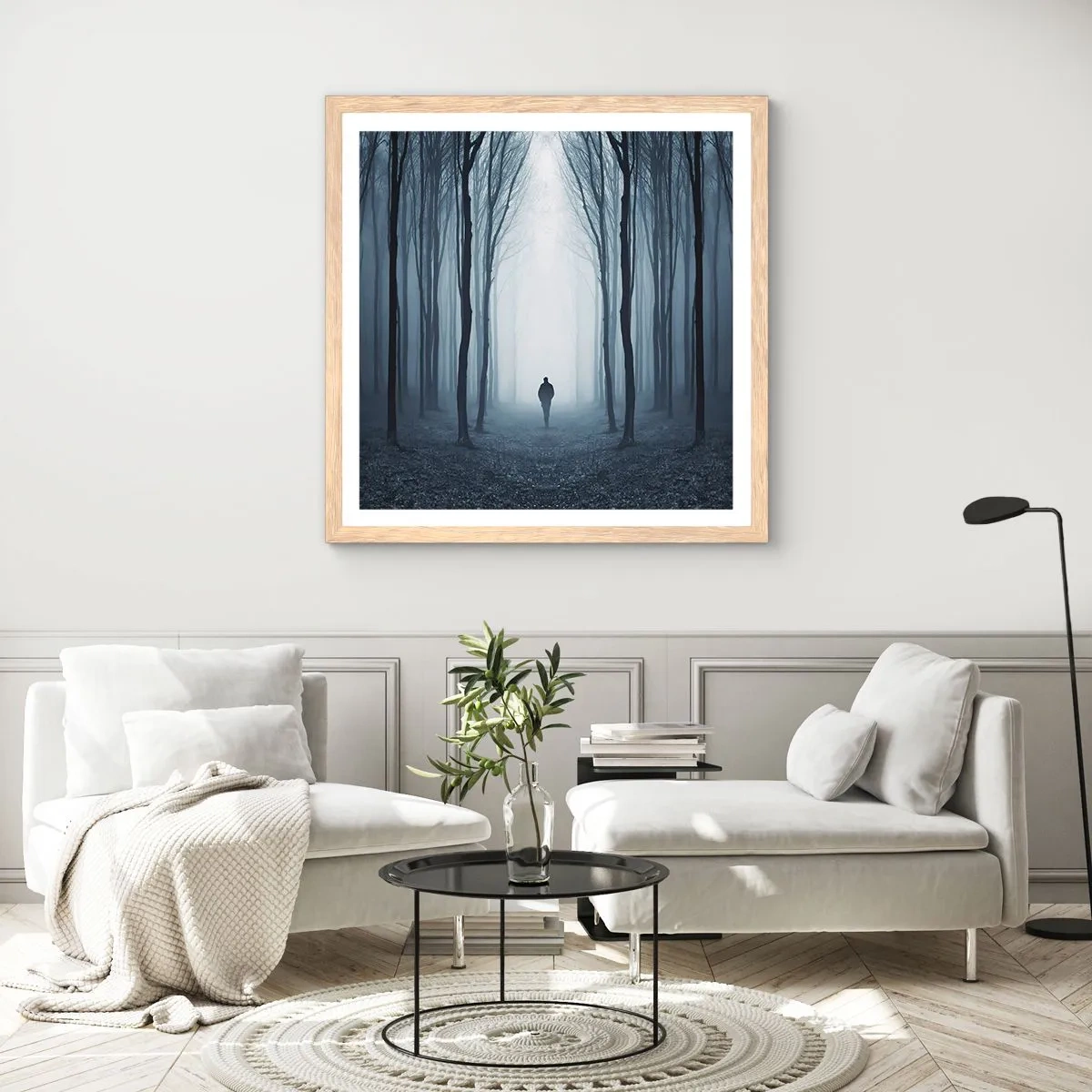 Poszter világos tölgy keretben - És minden egyszerű és világos - 40x40 cm