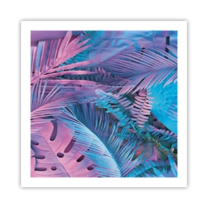 Poszter - Trópusok rózsaszínben és kékben  - 60x60 cm