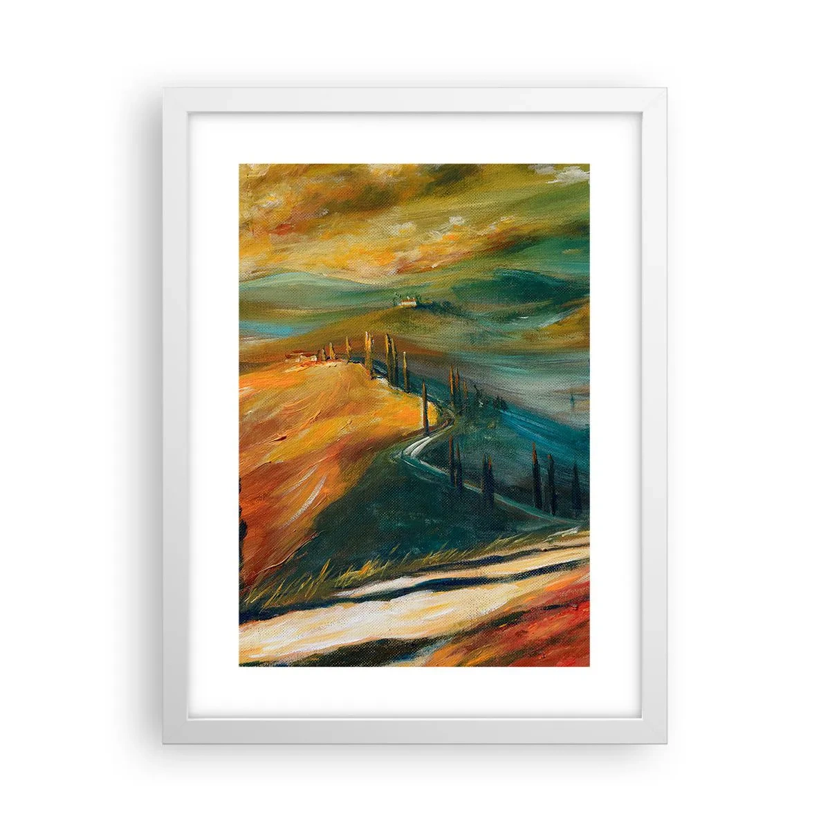 Poszter fekete keretben - Toszkán táj - 30x40 cm