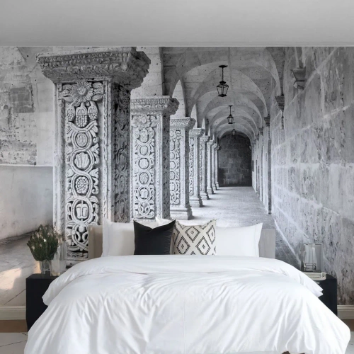 Egyedi tapéta Premium Canvas - És hová megy...? - Építészet, Darab, Fekete és fehér