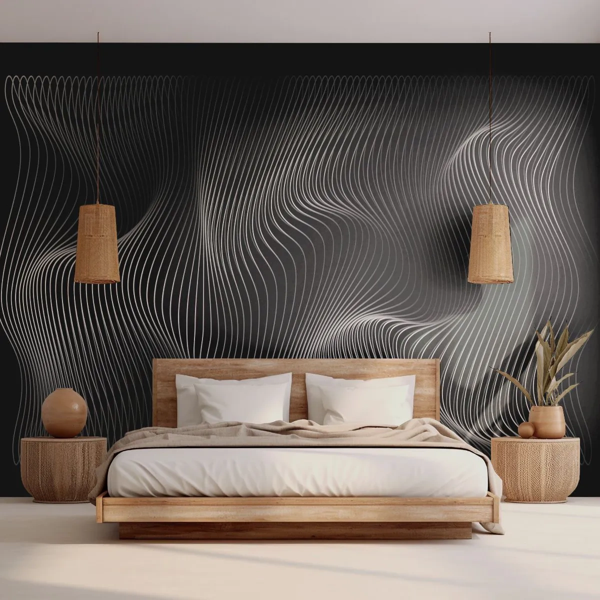 Fotótapéta Premium Sand - A fény tánca a térben - 3D, Vonalak, Modern - 250x175 cm