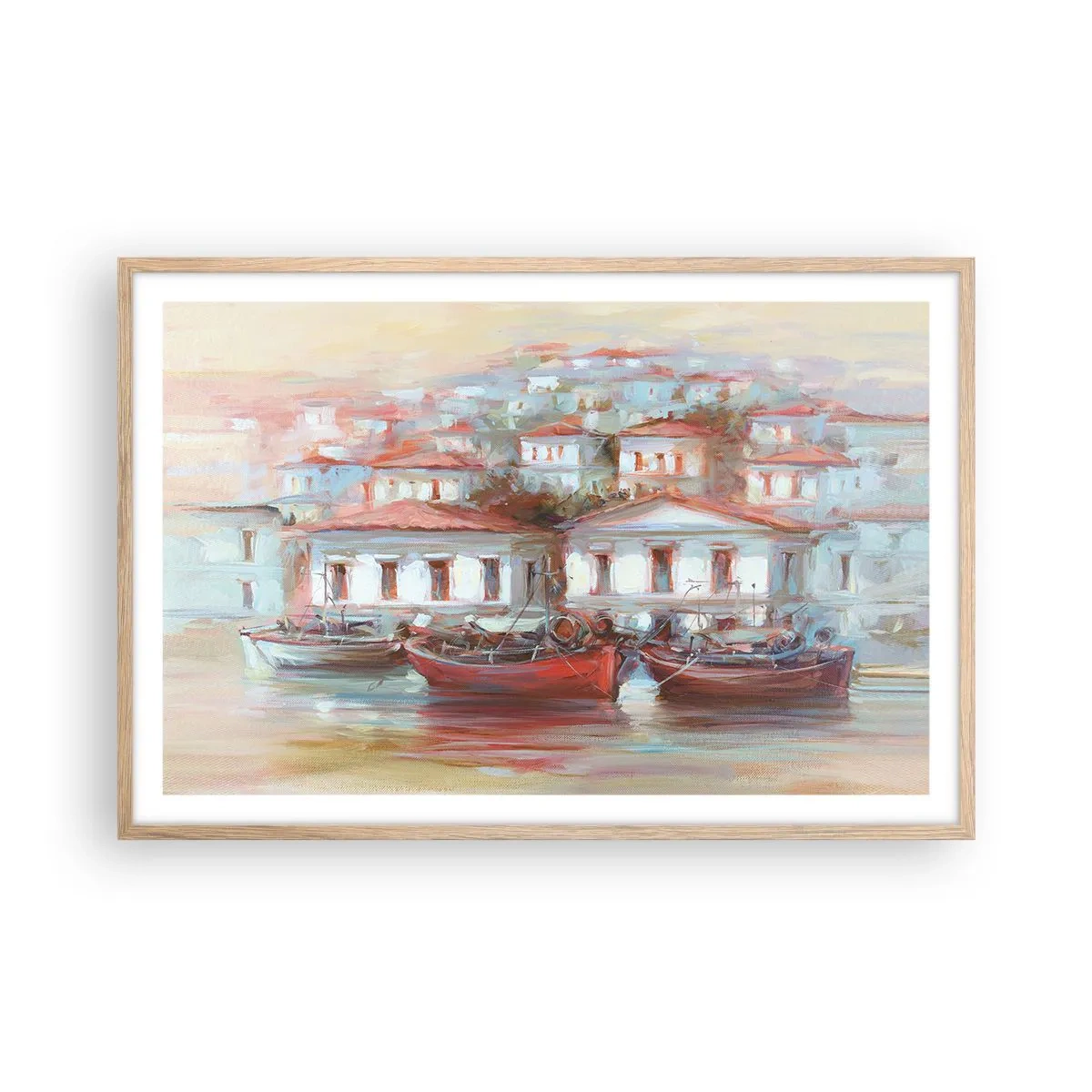 Poszter világos tölgy keretben - Boldog kisváros - 91x61 cm