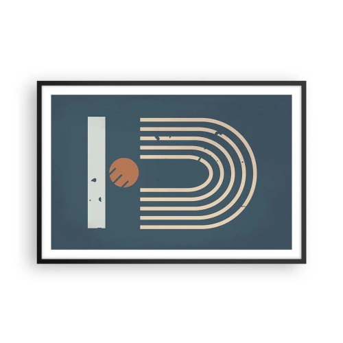 Poszter fehér keretben - Geometria sötétkék háttéren - 91x61 cm