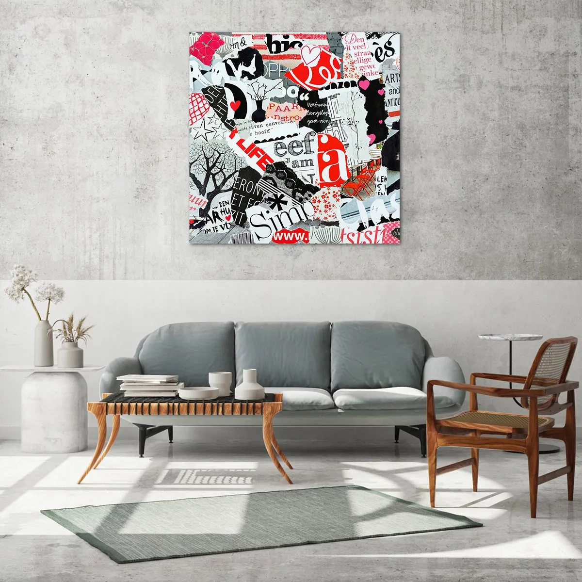 Üveg kép - Hipszter kollázs - 70x70 cm