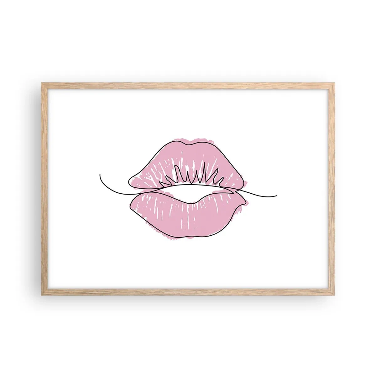 Poszter világos tölgy keretben - Készen állsz a csókra? - 70x50 cm