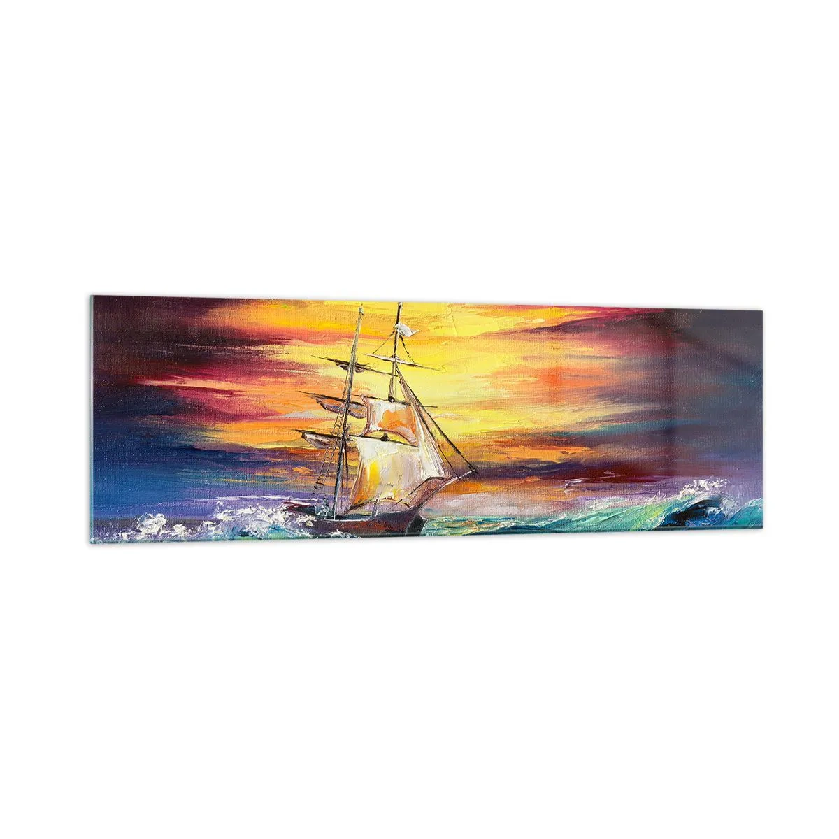 Üveg kép - Bátran a hullámok alatt - 160x50 cm