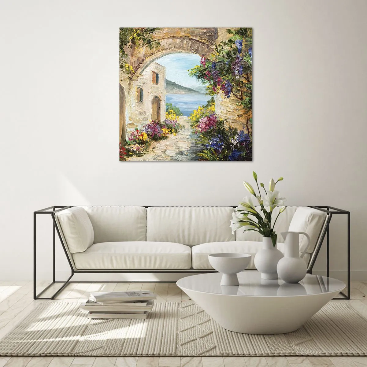 Üveg kép - Egy tengerparti vidék varázsa - 50x50 cm
