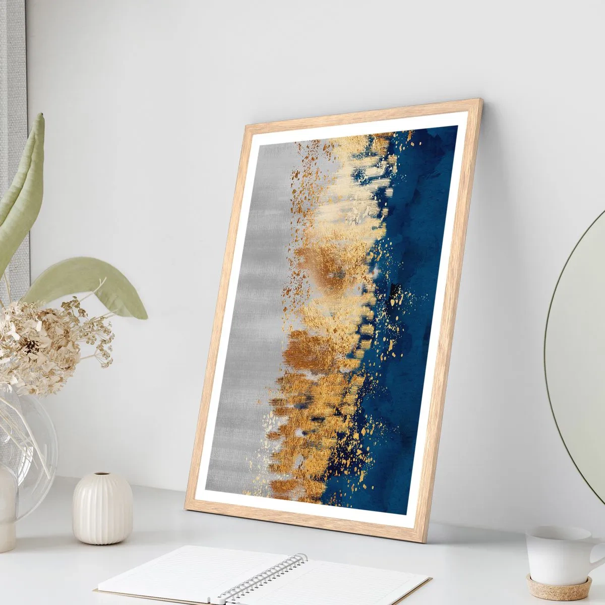 Poszter világos tölgy keretben - Modern kompozíció csillogással - 50x70 cm
