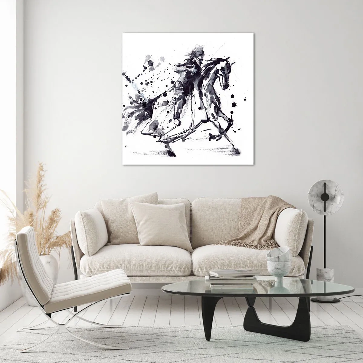 Üveg kép - Fekete lovag - 70x70 cm