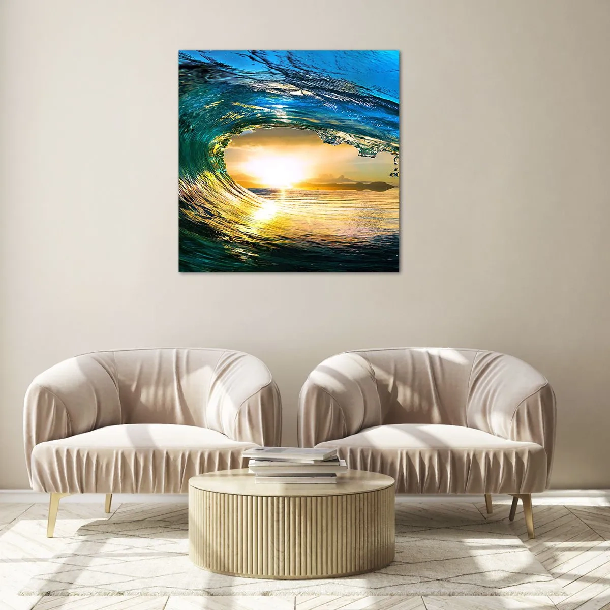 Üveg kép - Smaragd-arany kristályban - 60x60 cm