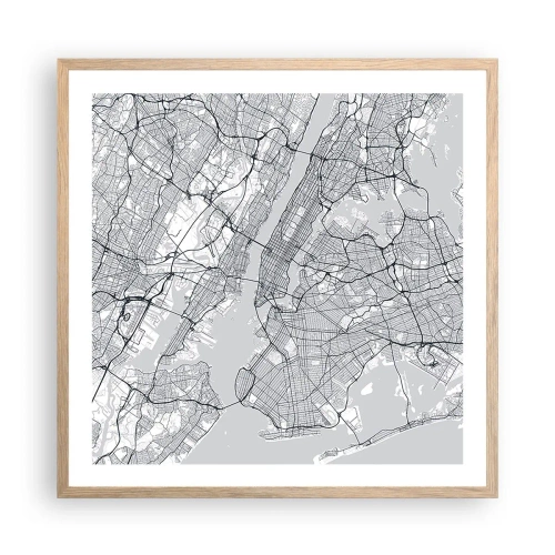 Poszter világos tölgy keretben - Metropolisz anatómiája - 60x60 cm