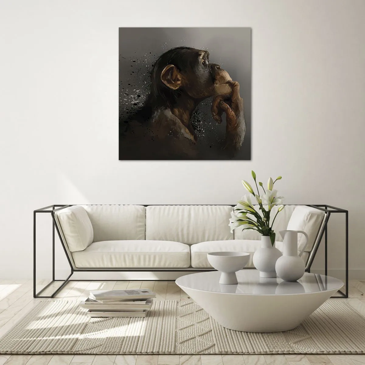 Üveg kép - Biztosan gondolkodó - 50x50 cm