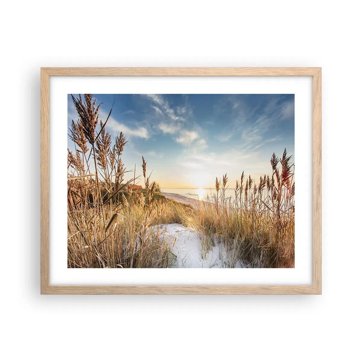 Poszter világos tölgy keretben - Északi strand - 50x40 cm