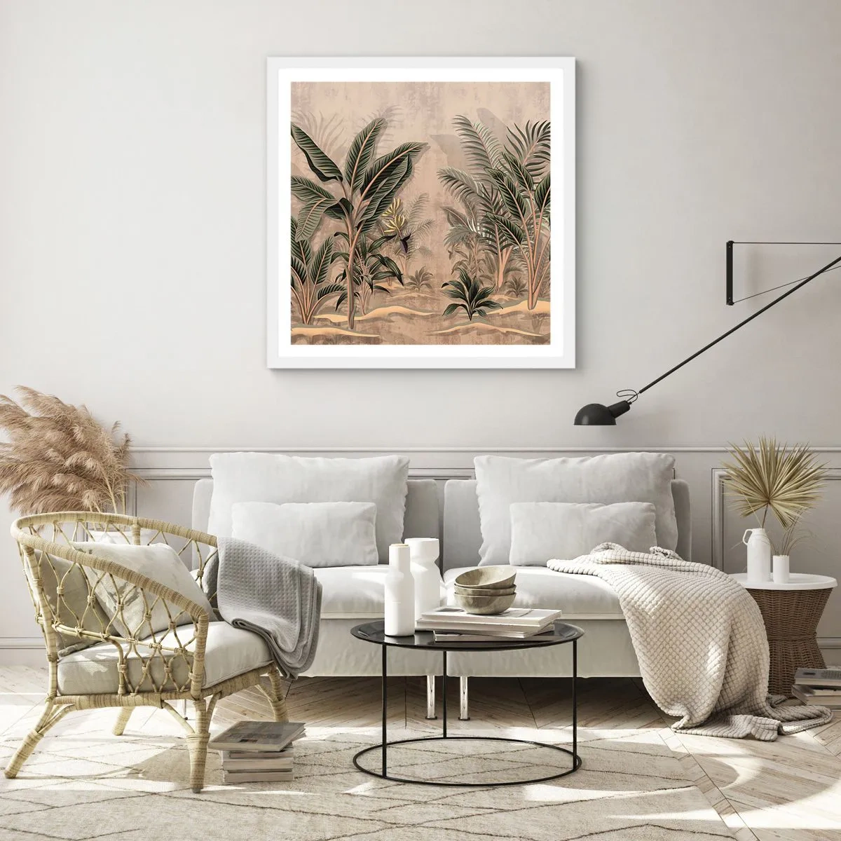 Poszter fekete keretben - Gyarmati stílusú metszet - 40x40 cm