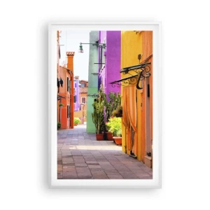 Poszter fekete keretben - Szivárványos sikátor - 61x91 cm