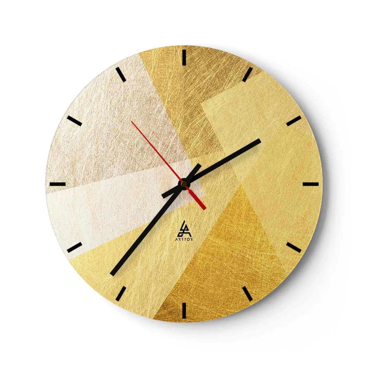 Falióra, Óra - Arany geometriai formák modern kompozícióban - 30x30cm - A geometria időjárása - Modern fali dekoráció nappalihoz, konyhához és hálószobához ARTTOR