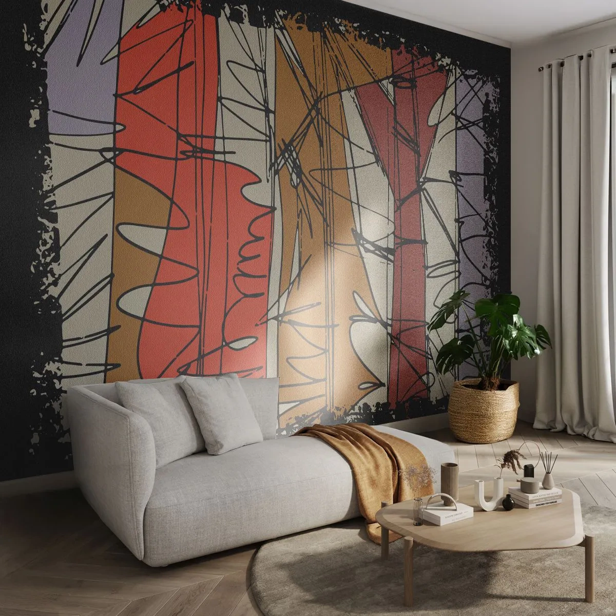 Fotótapéta Premium Canvas - Spontán kompozíció - Absztrakció, Darab, Firkák - 350x256 cm