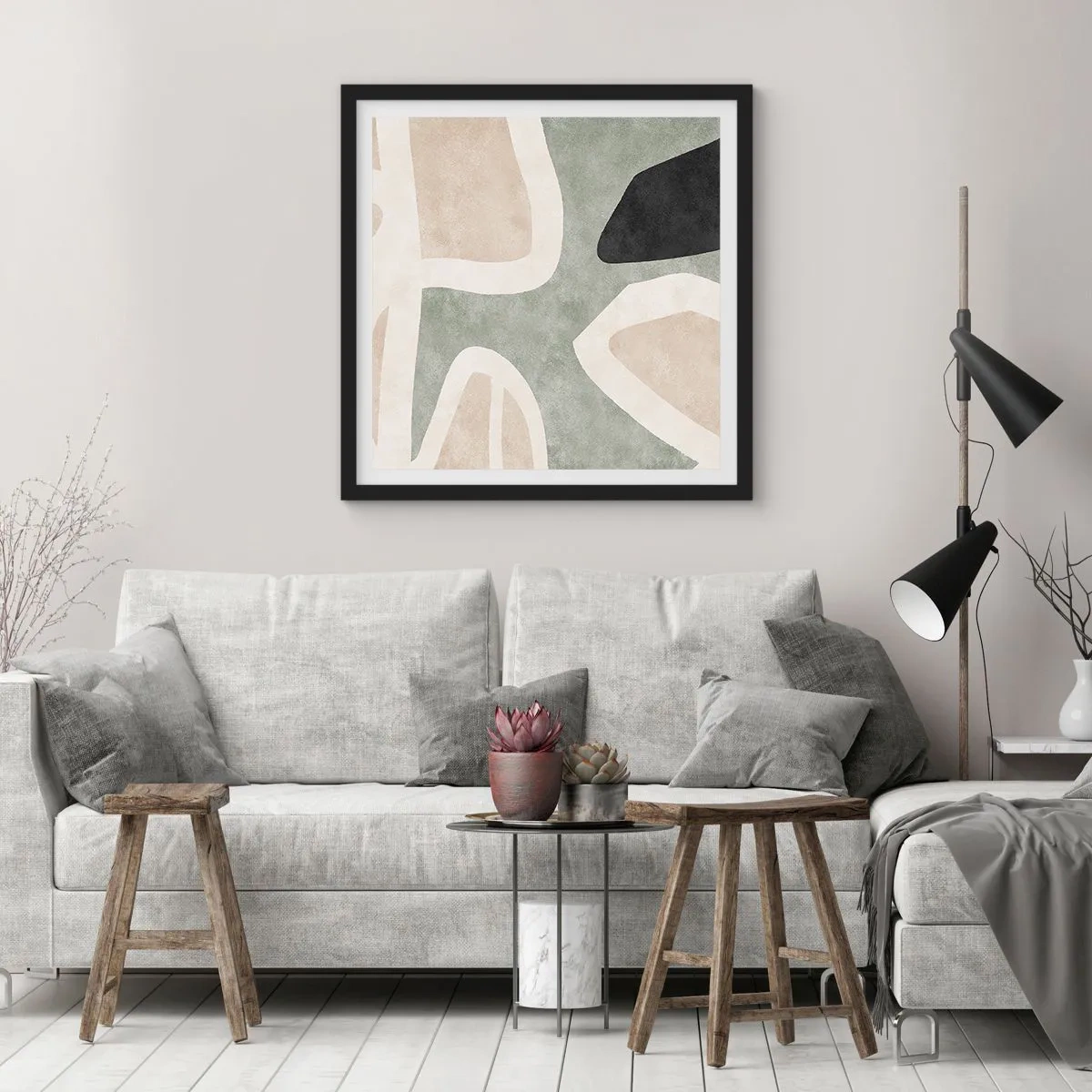 Poszter fehér keretben - Kompozíció fekete témával - 50x50 cm