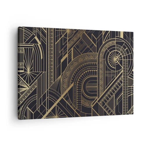 Vászonkép - Arany geometrikus minták fekete alapon Art Deco stílusban - 70x50cm - Koncepciók, ötletek, tervek - Modern fali dekoráció nappalihoz és hálószobához ARTTOR