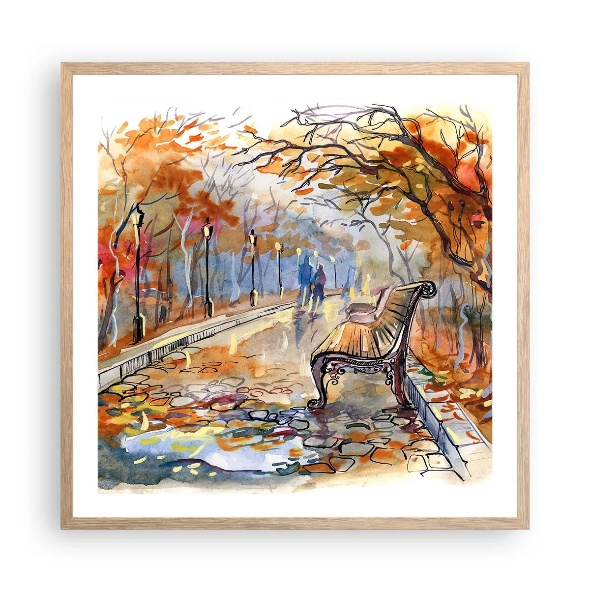 Poszter világos tölgy keretben - Kiránduljunk együtt az őszbe - 60x60 cm