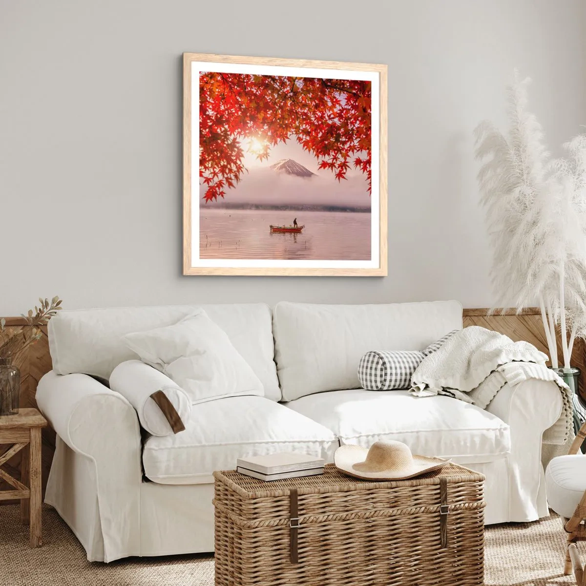 Poszter világos tölgy keretben - Japán hangulatban - 60x60 cm