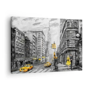 Vászonkép - New York-i utca sárga díszítéssel - 70x50cm - Egy New York-i történet - Modern fali dekoráció nappalihoz és hálószobához ARTTOR