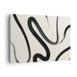 Vászonkép - Fekete-fehér ívelt vonalak világos háttéren - 70x50cm - Fekete-fehér rajongás - Modern fali dekoráció nappalihoz és hálószobához ARTTOR
