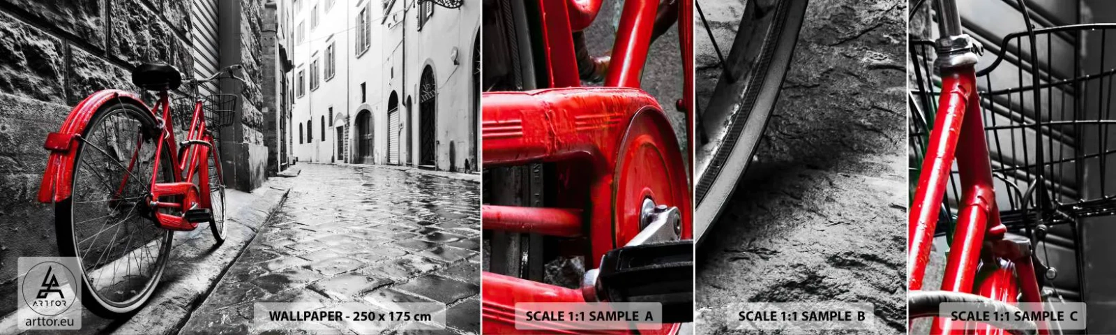 Fotótapéta Minta Öntapadós Deluxe Sticker - Az igazi gyönyör nem öregszik - Város, Építészet, Kerékpár - 100x30 cm