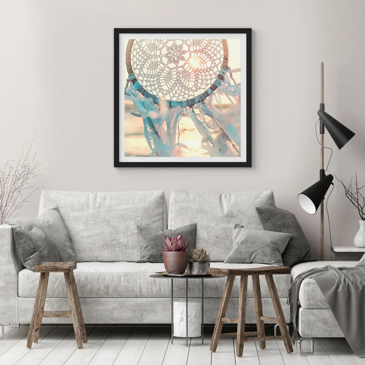 Poszter fehér keretben - Csipkés totem - 60x60 cm