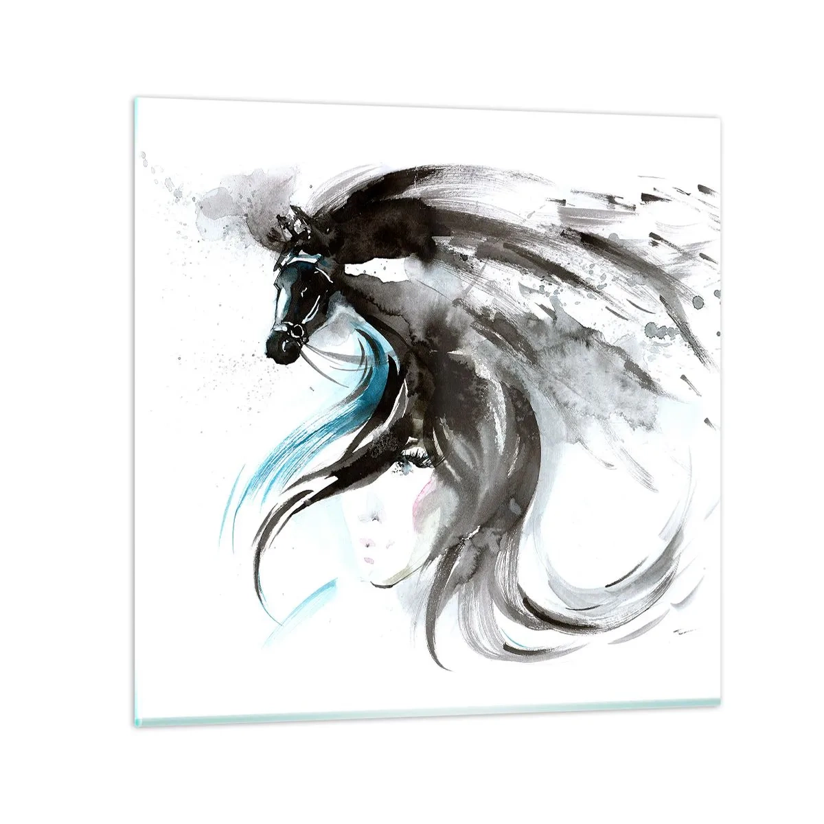 Üveg kép - Fekete Herceg Vágtája - 70x70 cm