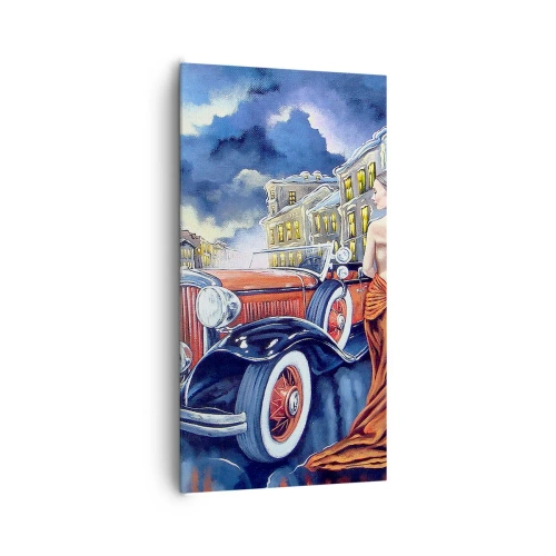 Vászonkép - Noktürn kékben és korallban - 65x120 cm