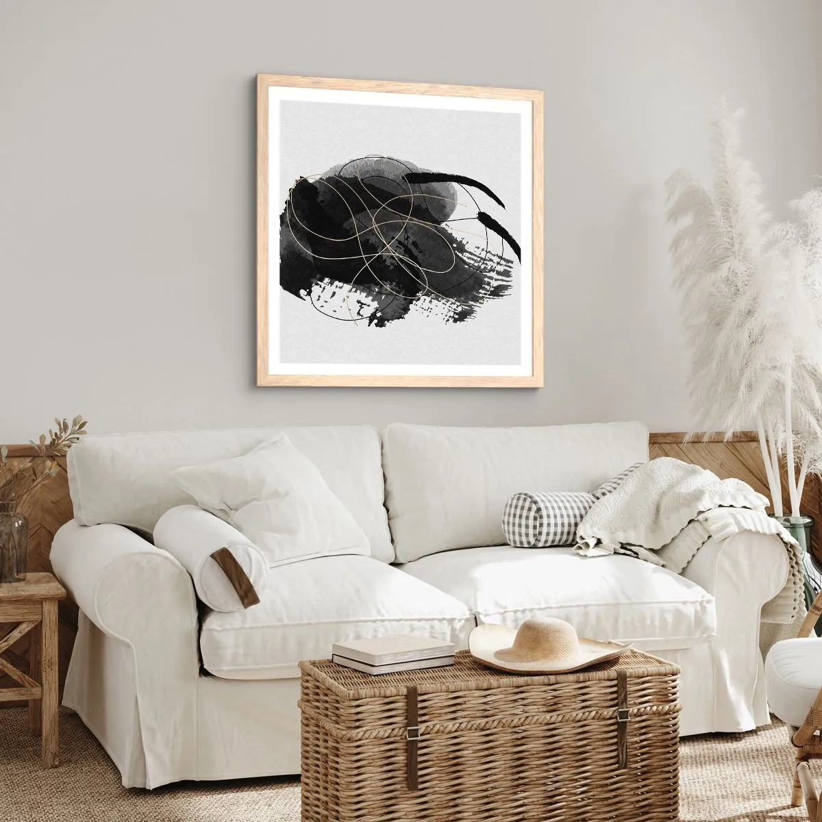 Poszter világos tölgy keretben - Feketéből készült - 60x60 cm