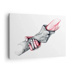 Vászonkép - Művészi kezek fogják egymást minimalista stílusban - 70x50cm - Jó kezekben vagy - Modern fali dekoráció nappalihoz és hálószobához ARTTOR