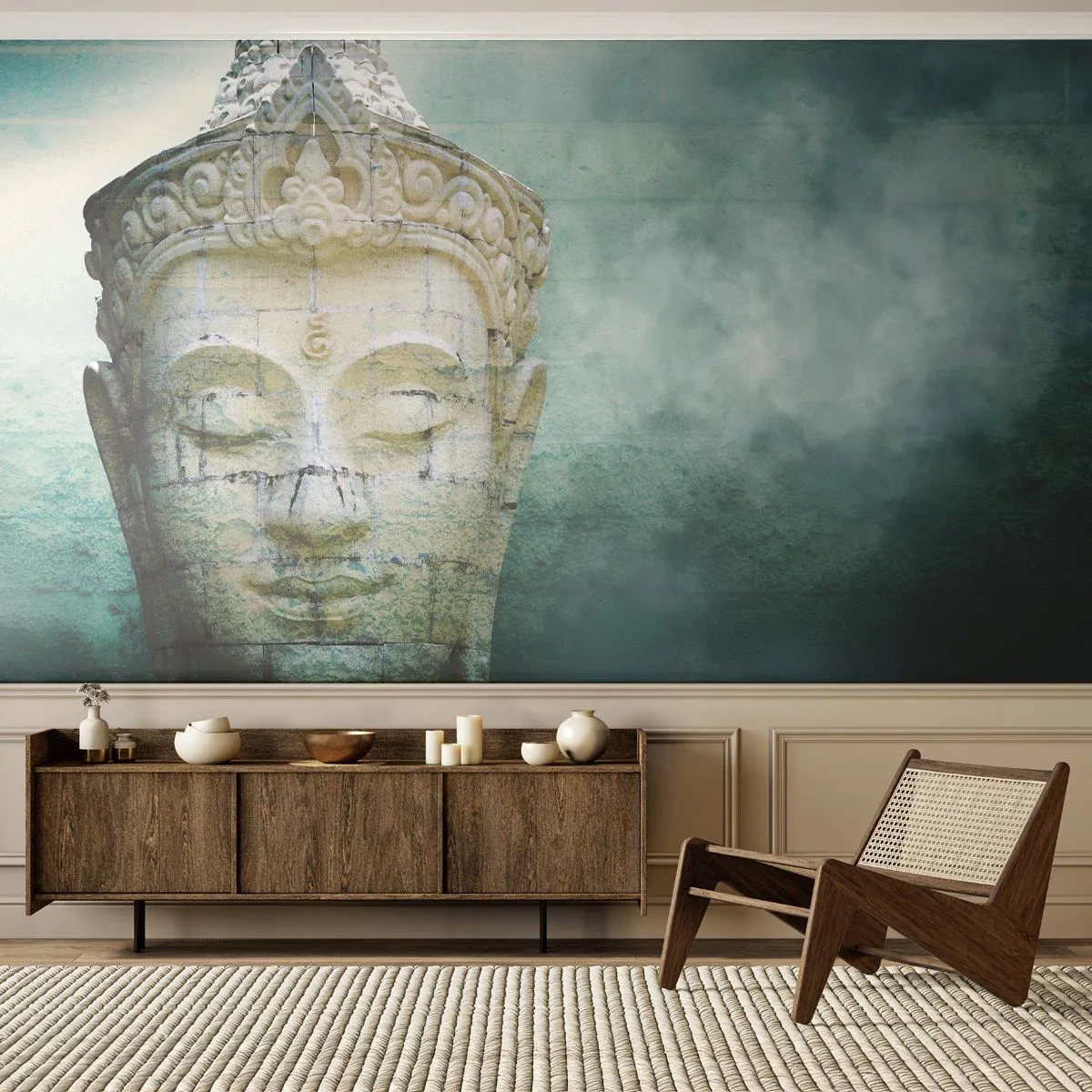 Fotótapéta Premium Sand - A fény kérése - Buddha, Buddha szobor, Ázsia - 100x70 cm