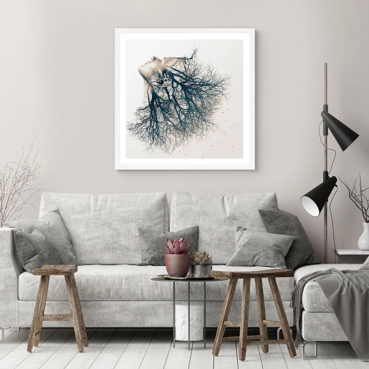 Poszter fekete keretben - Hallgatva a fa suttogását - 50x50 cm