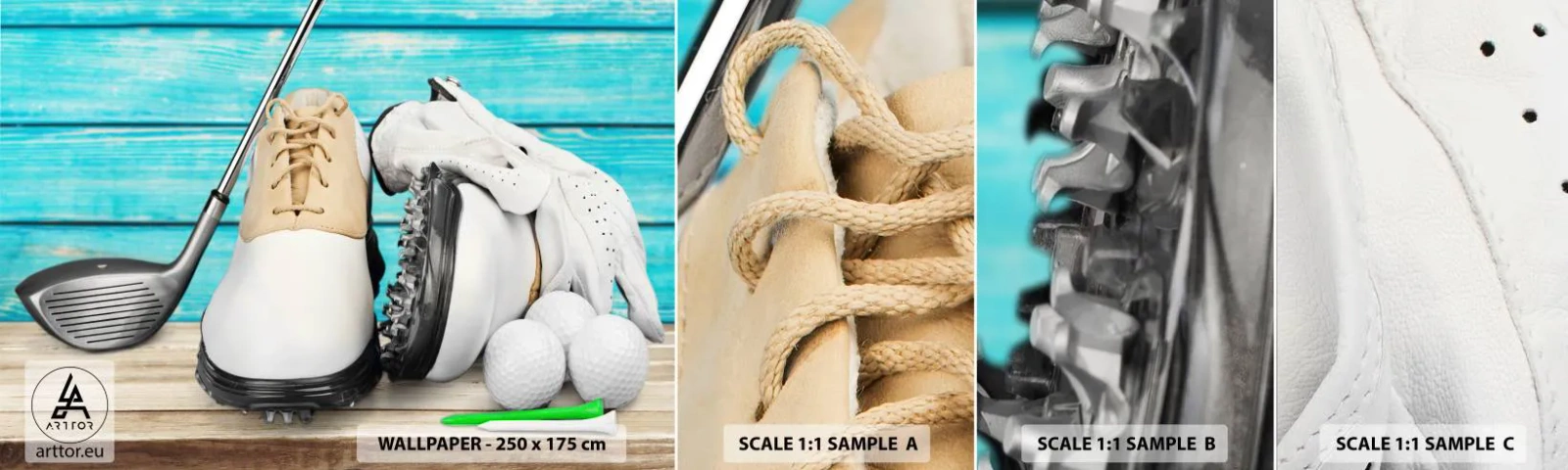 Fotótapéta Minta Öntapadós Deluxe Sticker - Minden kész - Golf, Sport, Golfozó cipők - 100x30 cm