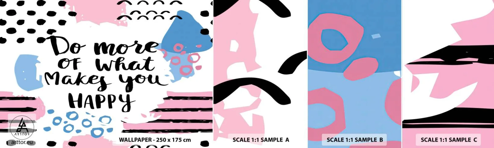 Fotótapéta Minta Öntapadós Deluxe Sticker - Hogyan legyünk boldogok - Megerősítés, Alapelv, Szavak - 100x30 cm