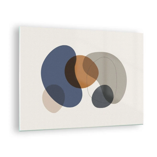 Üveg kép - Színes absztrakt foltok sötétkék és barna árnyalatokban - 70x50cm - Színek cseppjei - Modern fali dekoráció nappalihoz és hálószobához ARTTOR
