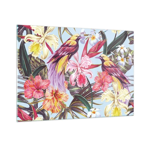 Üveg kép - Szirmok és tollak - 100x70 cm