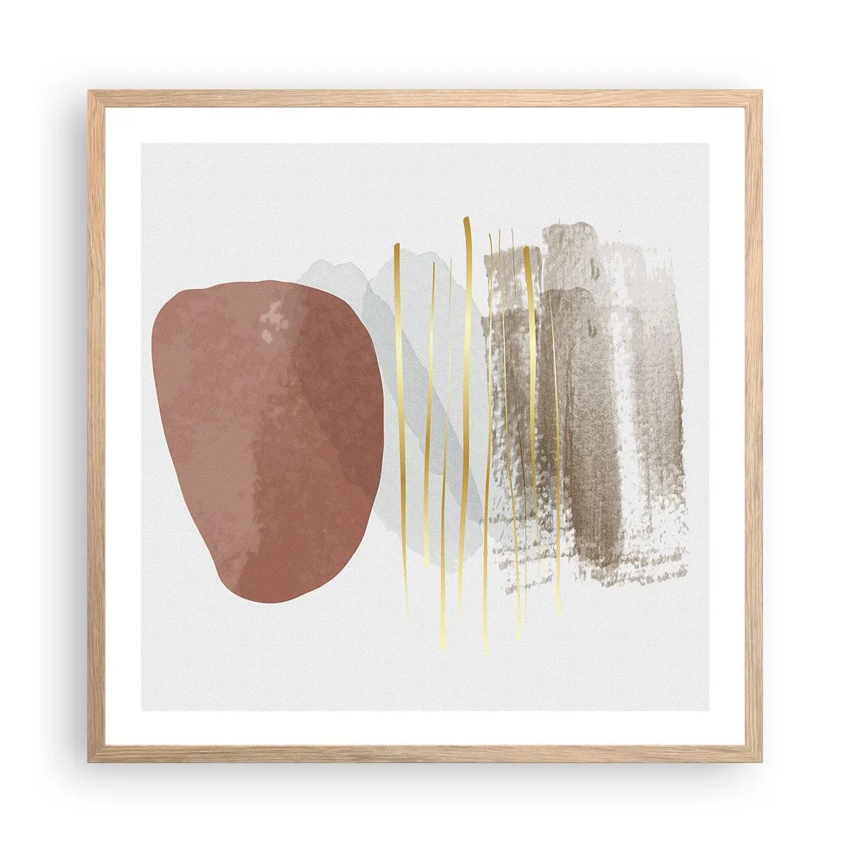 Poszter világos tölgy keretben - Absztrakt oszlopsor - 60x60 cm