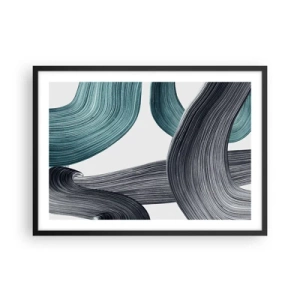 Poszter fehér keretben - Smaragdzöld és fekete nyomok - 70x50 cm