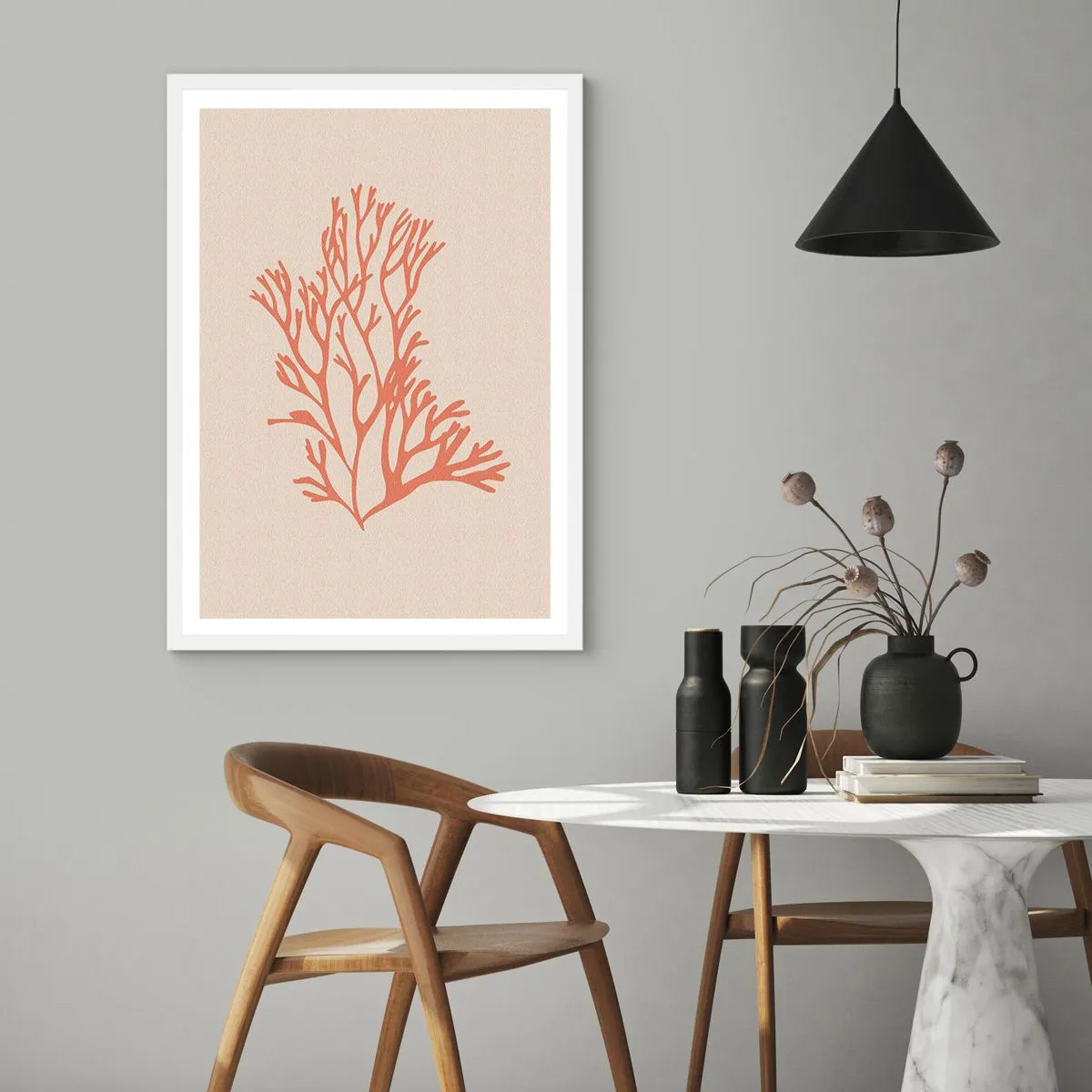 Poszter fekete keretben - Korall filigrán - 61x91 cm