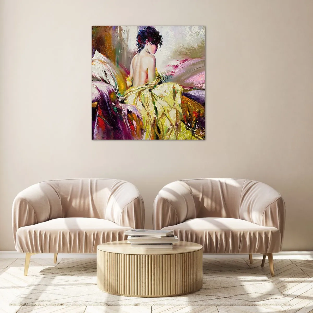 Üveg kép - Az ajkak és a csésze pereme között - 40x40 cm