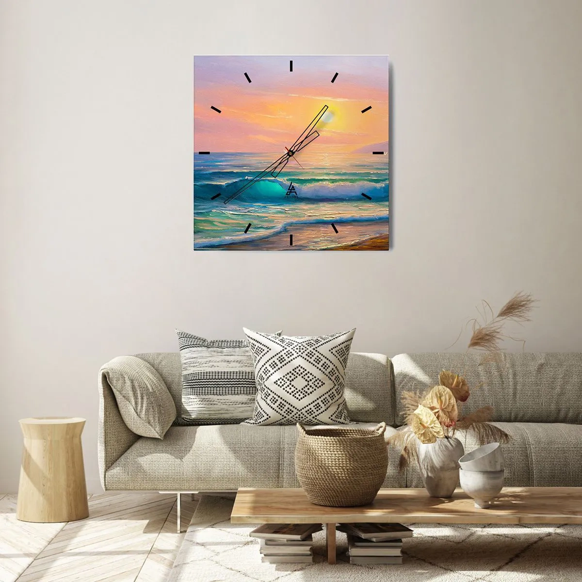 Falióra, Óra - A hullámok türkizkék dala - 30x30 cm