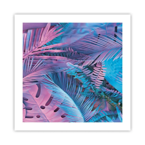 Poszter - Trópusok rózsaszínben és kékben - 50x50 cm