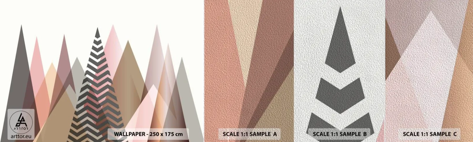 Fotótapéta Minta Premium Sand - Piramis nézet - Absztrakció, Darab, Háromszögek - 100x30 cm